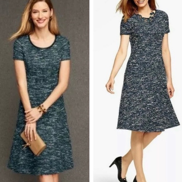 Talbots | Leather trimmed tweed dress - Picture 2 of 8